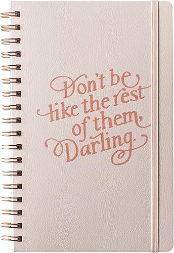 Fringe Studio "DARLING" SIGNATURE SPIRAL Journal, cubierta flexible de cuero vegano flexible, encuadernación en espiral de doble anillo expuesto,