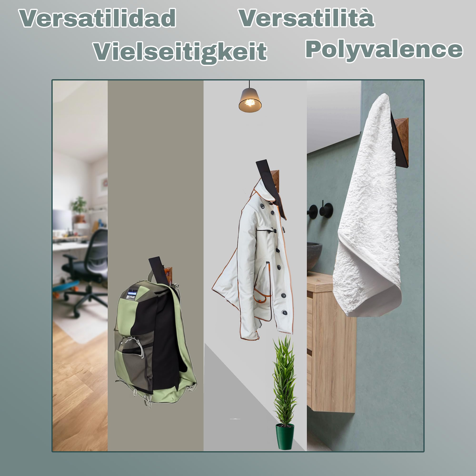 Banisel Porte-Manteau Mural Bois Et Acier - Set De 3 Crochets Pour Entrée Et Organisation