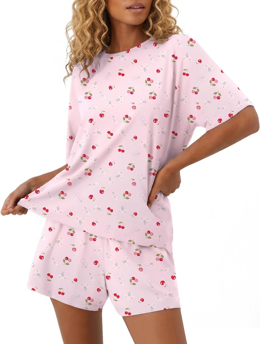 Ekouaer Pajama for Women 2 piece Short Sleeve Matching Lounge sets