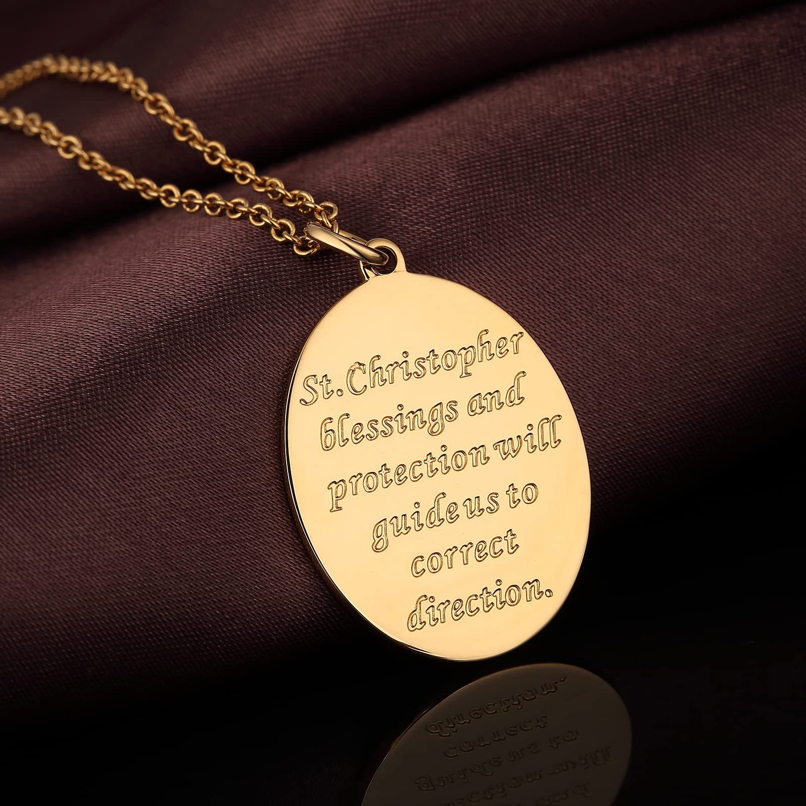 jiamiaoi Heiliger Christophorus Kette 18K Weißgold Plattierte St Christopher Halskette,St Christopher Medaille Halskette für Herren Damen, Katholischer Religiöser schmuck