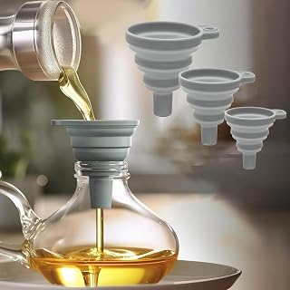 3 Pack Collapsible Silicone Funnels Kitchen Use Foldable Food Grade Liquid Transfer Tools Oil Water Spice Jar Bottle Filling