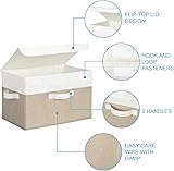 GRANNY SAYS Wardrobe Storage Boxes with Lid, Pack of 2 Collapsible Storage Boxes Lidded, Large Fabric Baskets for Shelves Organising, Top of Wardrobe Organisation, White&Khaki, 40 x 26 x 25.5 cm - 4
