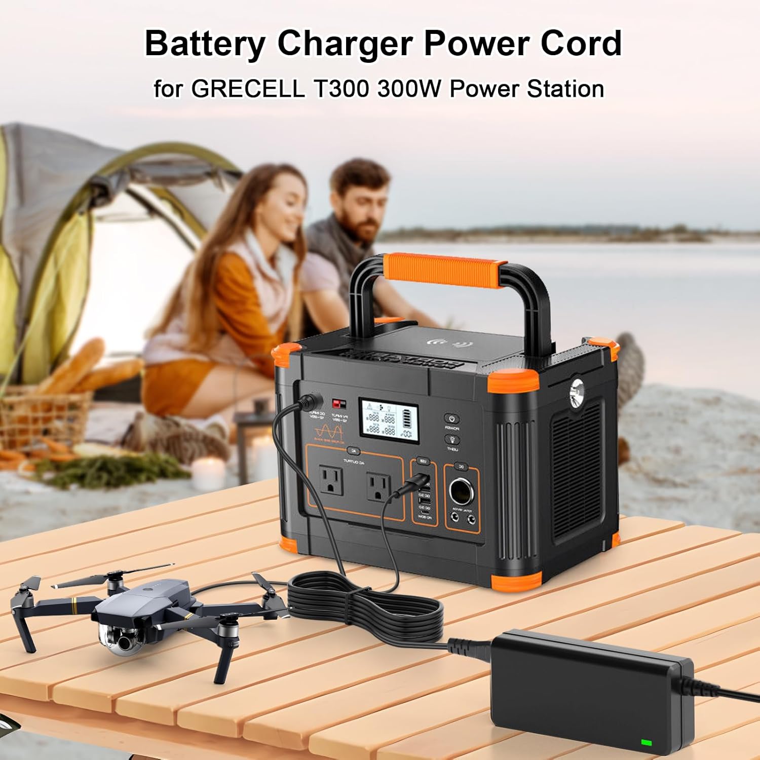 15V AC/DC Adapter Charger for GRECELL T300 300W (Peak 600W) Portable Power Station Generator Replacement 288Wh 78000mAh Li-ion Battery FJ-SW20171504000D 15V 4A 60W Power Supply Cable Charger