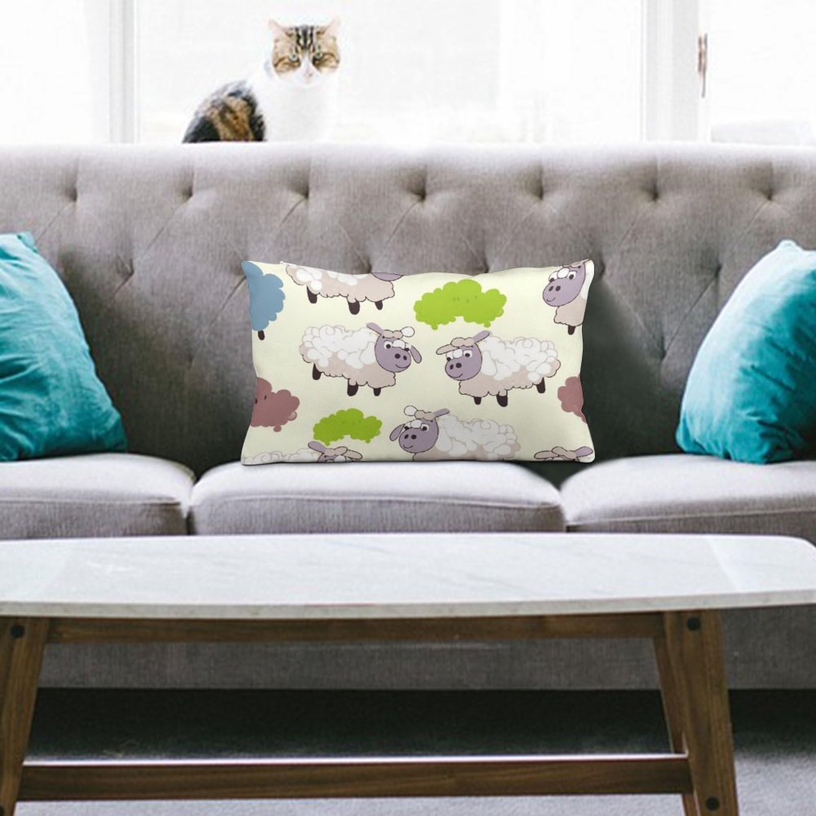 NTVOWPZO Decoration Throw Pillow Covers 8"x12" Pillowcases Covers Cartoon Sheep Soft Pillowcases Modern Farmhouse Home Decor Sofa Cushions Covers for Couch Bed Living Room