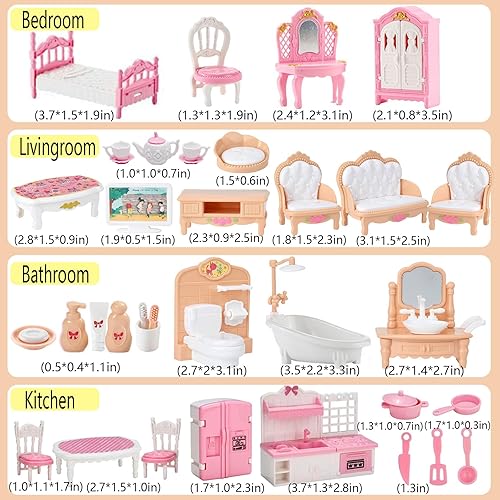 Miniatura 13 de Juego de 35 piezas de accesorios de muebles para casa de muñecas, muebles para casa de muñecas pequeña, muebles en miniatura, accesorios para casa