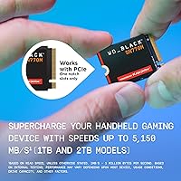 Vista 6 de WD_Black SN770M 2TB M.2 2230 NVMeSSD - PCIe Gen 4.0, Speeds up to 5,150 MB/s, for Handheld Gaming Devices and Compatible laptops, Great for Asus ROG