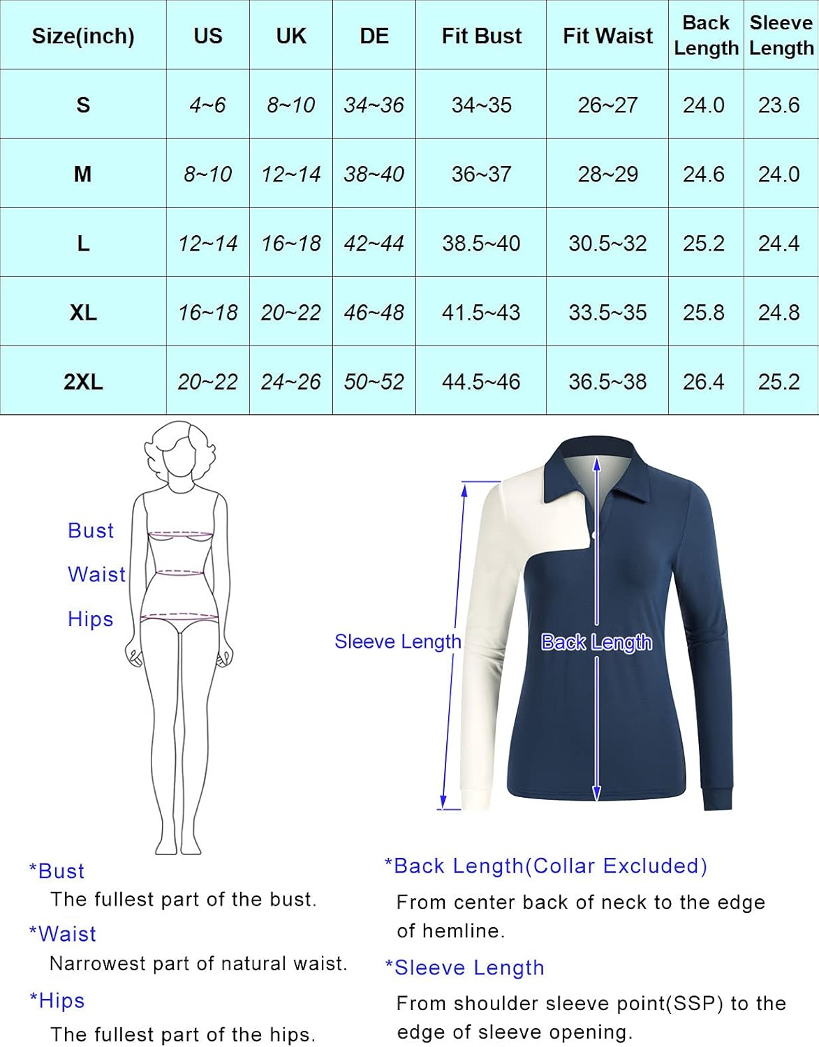 JACK SMITH Women's Long Sleeve Golf Shirts Color Block Polo Shirt Tennis Athletic Shirts Quick Dry : Clothing, Shoes & Jewelry