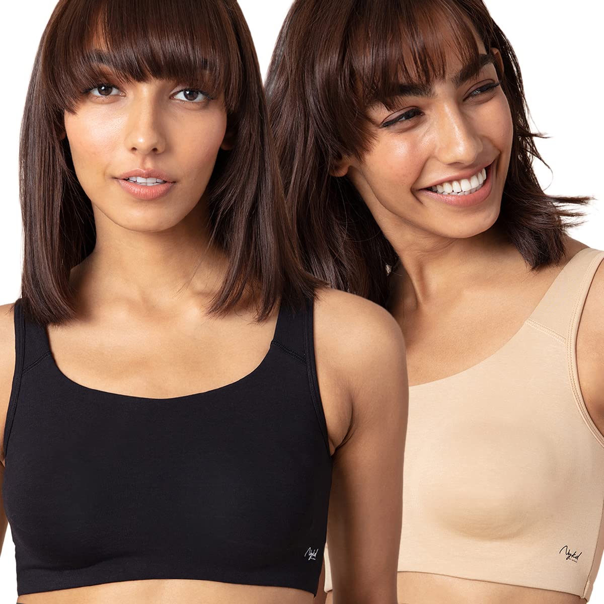 NYKD Women's Cotton Non Padded Wire Free Everyday Bra Bra, NYB113P02, Black & Skin, XL, 2N - Review, Price and Buying Guide