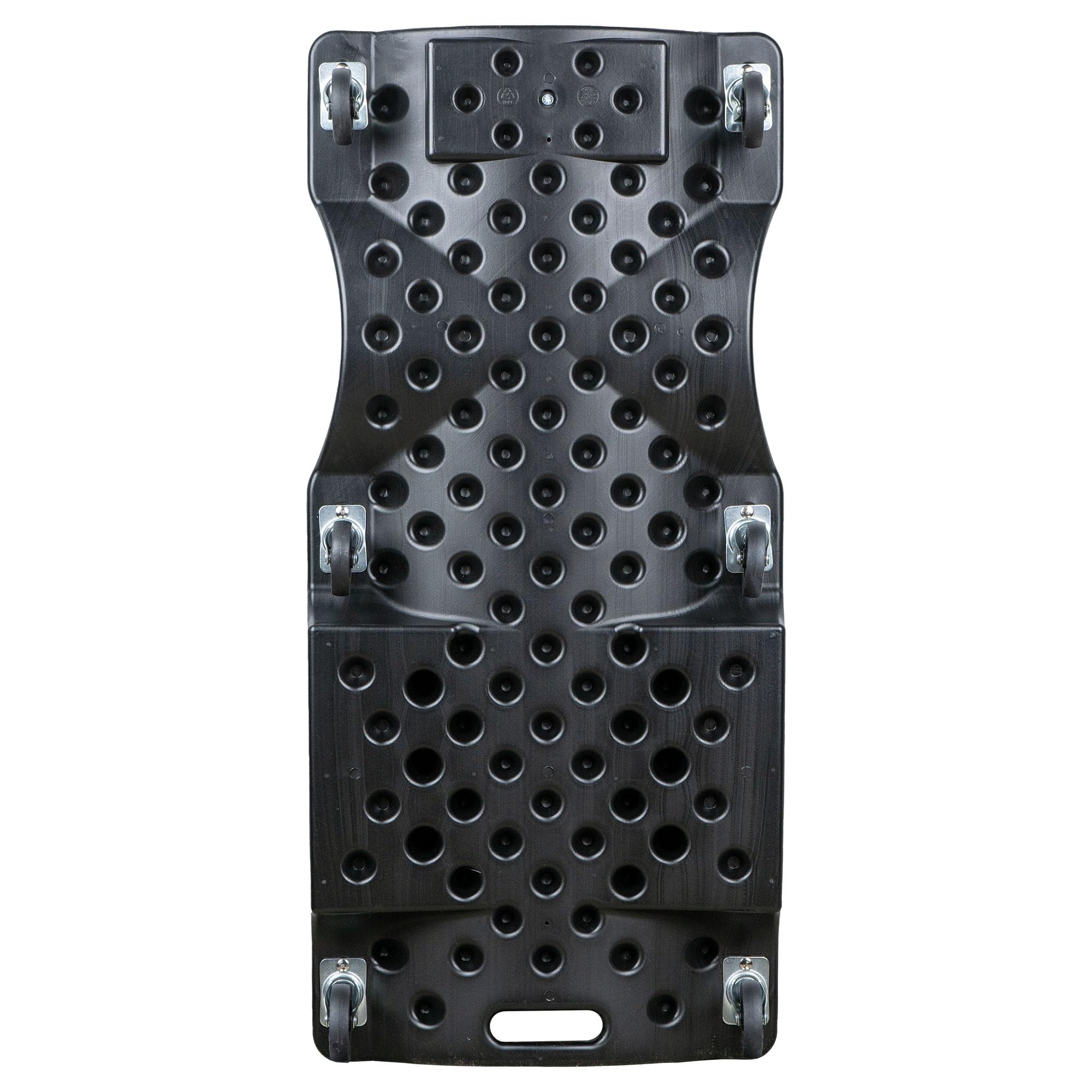 JBM Carrello da Meccanico Professionale, Plastica Nera con Logo Verde, 6 Ruote Girevoli 360°, Poggiatesta Regolabile, Vassoi Laterali per Manutenzione Auto, 100x40x93 cm