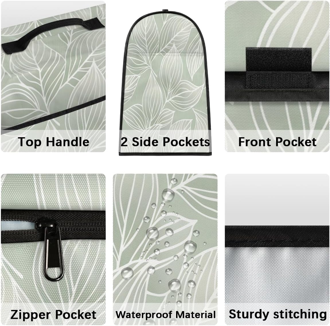 Kitchen Aid Mixer Cover Simple Pattern Green Stand Mixer Cover Compatible with 6-8 Quarts Stand Mixers, Dust Covers with Zipper Pocket Foldable Washable Kitchen Aid Organizer Bag
