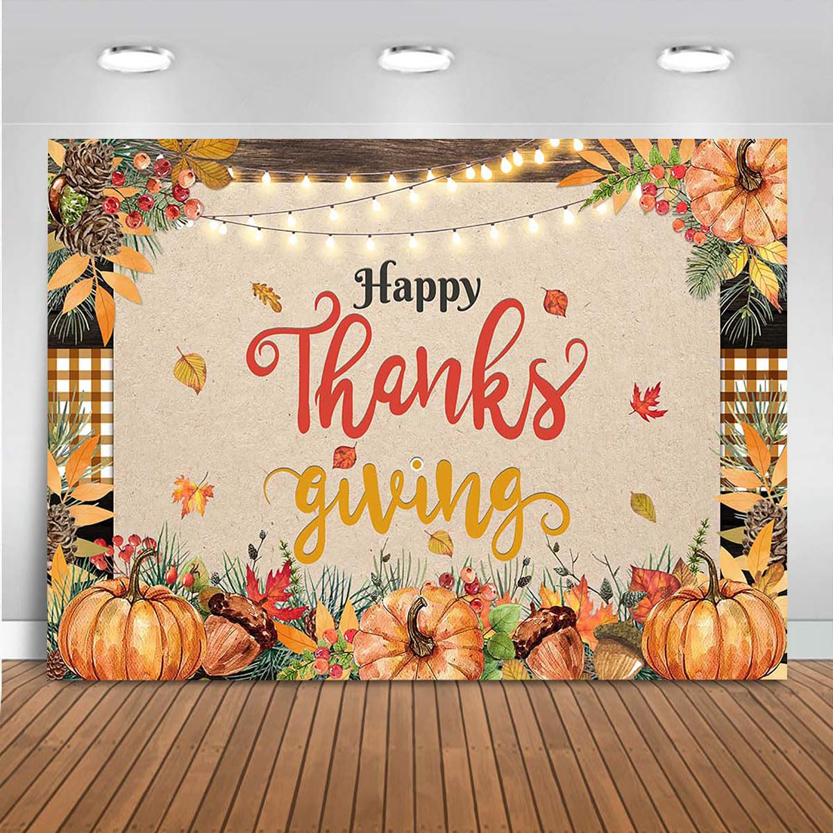 Mocsicka 7x5ft Happy Thanksgiving Backdrop Banner Fall Pumpkin Harvest Thanksgiving Decorations for Party Autumn Give Thanks Banner Background Photo