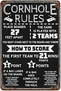 Cornhole Rules Game Score Guide Premium Iron Sign Wall Art