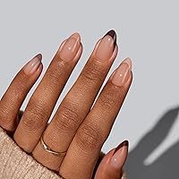 Vista 4 de BTArtbox - Uñas postizas almendradas estilo francesa, de gel suave reutilizable, ajuste natural, con pegamento, 30 piezas en 16 tamaños, diseño