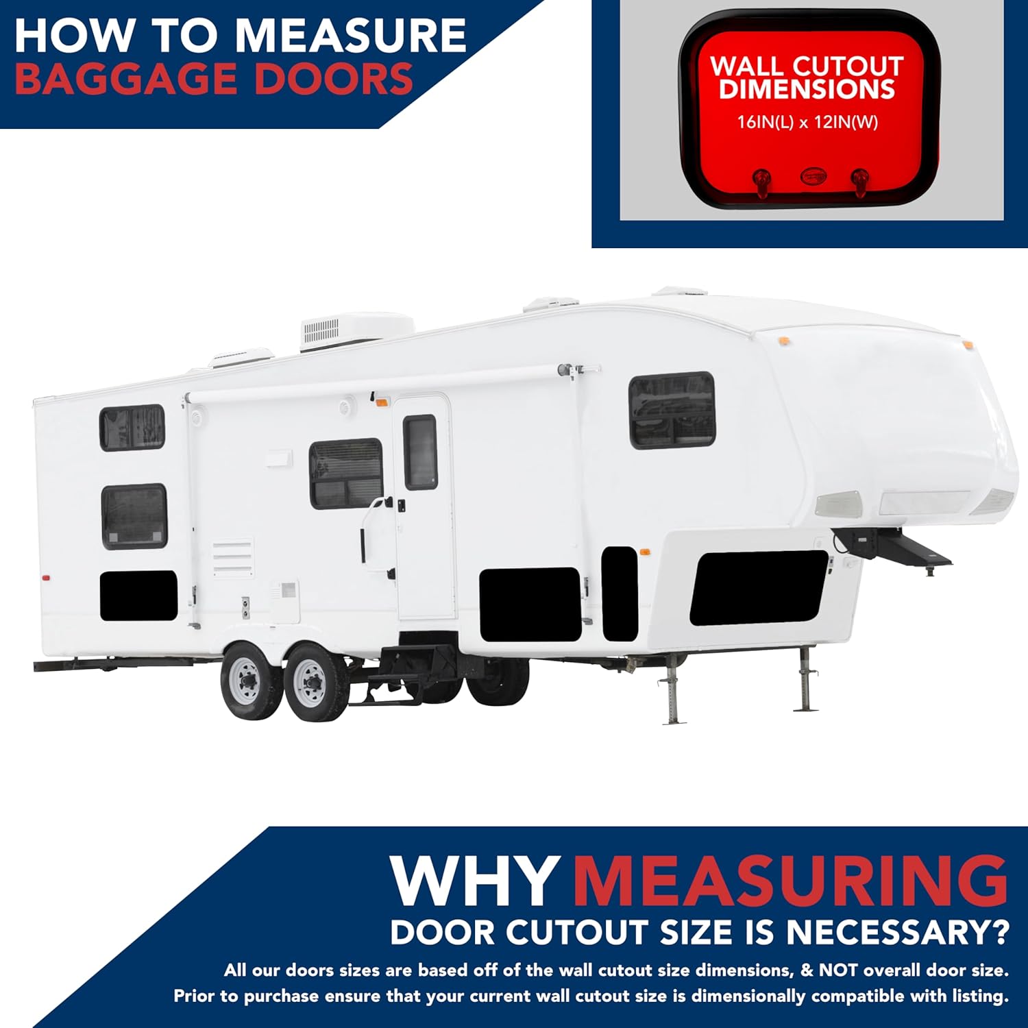 RV Baggage Door 16" Wide X 12" High with Rounded Corners and Thumblocks for RV's- Compartment Access Storage Doors with Top Hinge- Camper Trailer Motor Home- Black