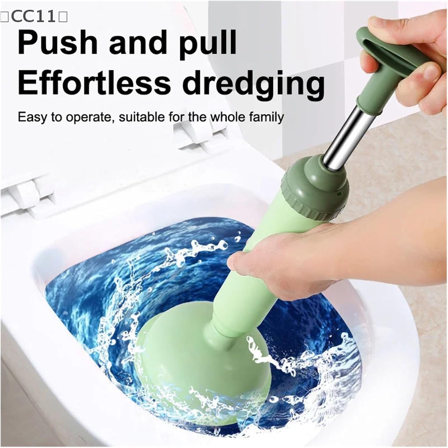 Toilet Plunger,Powerful High-Pressure Drain Suction Cups, Unblocker Vacuum(1Pcs Green)