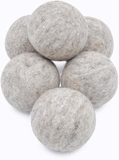 Wool Dryer Balls - SheepWol 6-Pack - XL Premium Natural Fabric Softener - Wool Balls Replaces Dryer Sheets - Laundry Balls for Dryer - Woolen Balls for Dryer (Natural Gray)