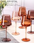 Venus Colored Wine Glasses Set of 6-18oz【Hand Blown】 Brown Wine Glasses with Tall Long Stems and Flat Bottom, Amber Colored Glassware-Unique Gifts for Wine Lovers-Wedding Gifts
