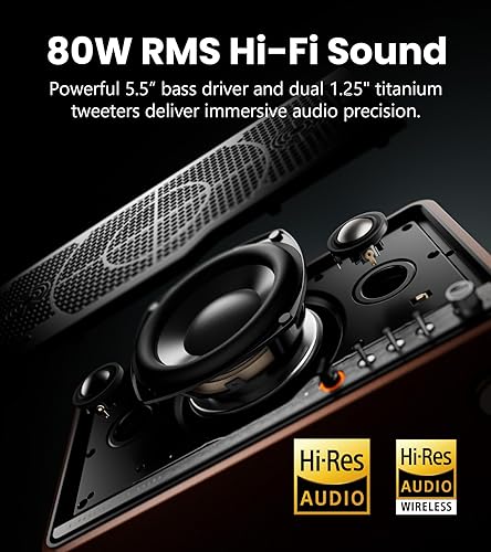 Miniatura 4 de Edifier Altavoz de mesa S300 Hi-Fi de alta fidelidad, LDAC de audio de alta resolución para emparejamiento inalámbrico multihabitación y estéreo, 80