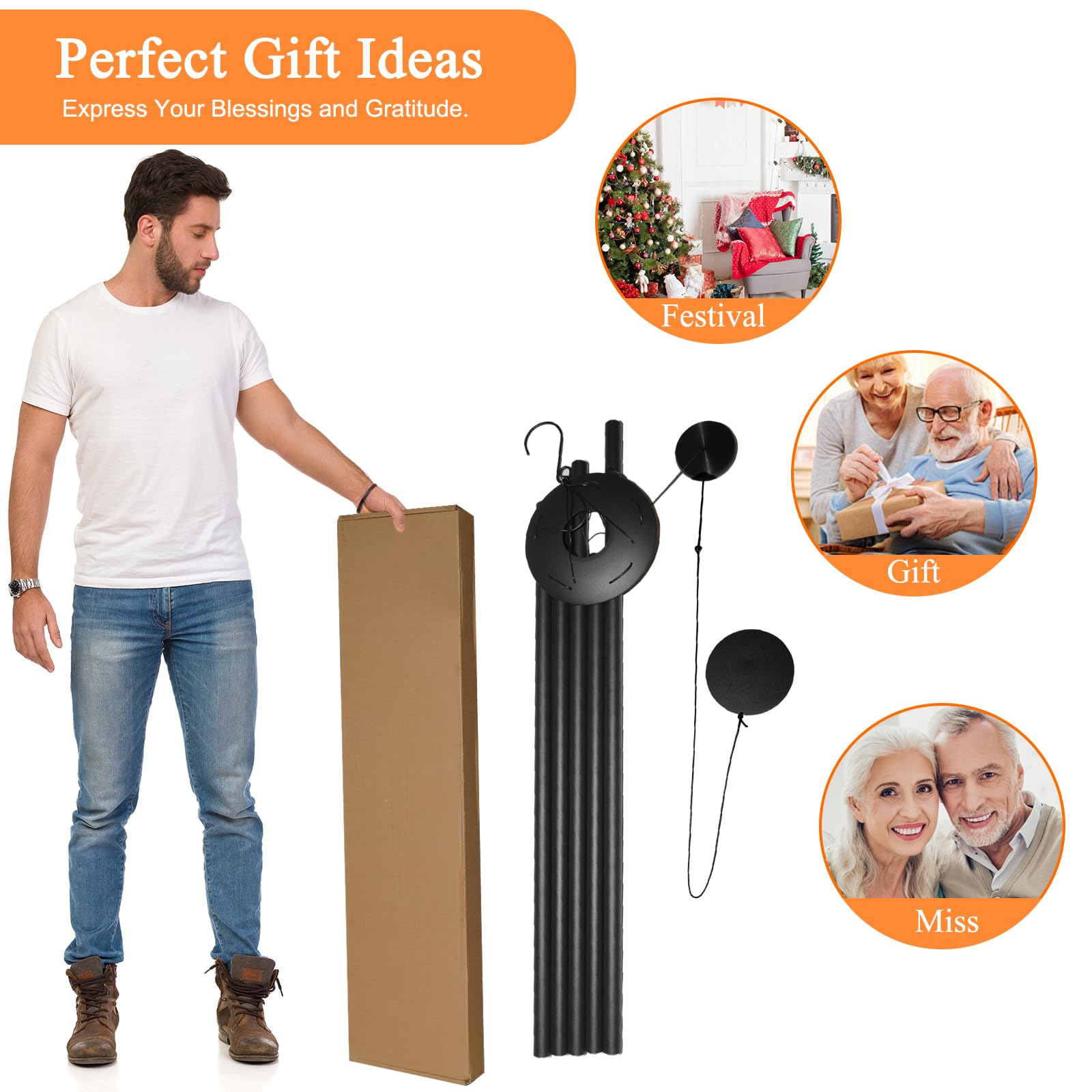 Großes Windspiel für draußen mit tiefem Klang, 165 cm, für Veranda, Garten, Terrasse, Balkon oder Gedenkraum, Gedenk- und Beileidsgeschenk zum Verlust eines geliebten Menschen