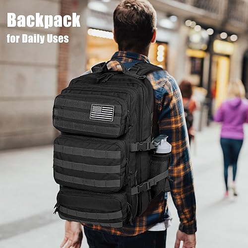 Miniatura 6 de Mochila táctica militar de 50 litros para hombres, mochila de día grande Molle Army 3 días de asalto, bolsa de errores resistente al agua y