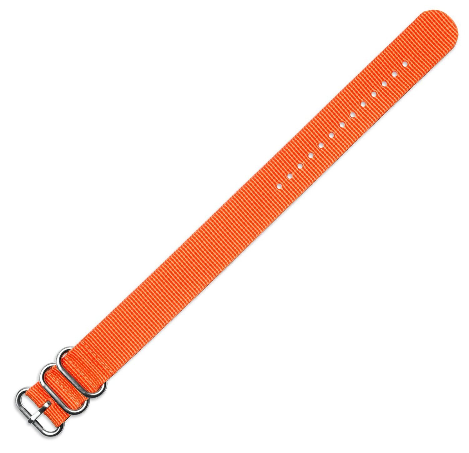 FANMIS20mm Nylon Striped Watch Band Nylon Military Sport Orange Heavy Stainless Buckle