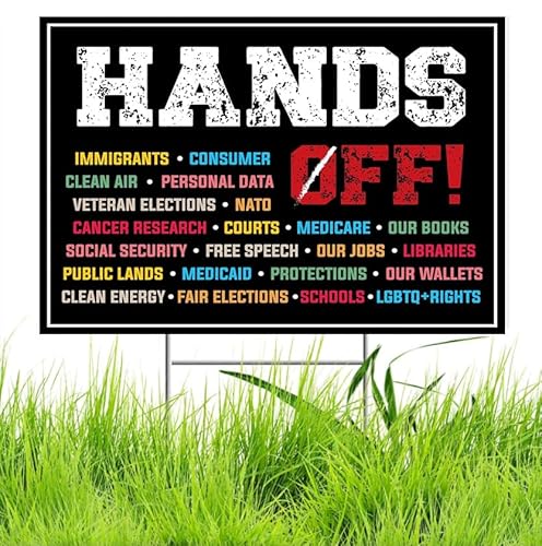 Hands Off Protest Yard Sign Social Security And Medicare Protest Yard Sign Double Sided Corrugated Plastic Outdoor Weatherproof Signs With H Stake 18