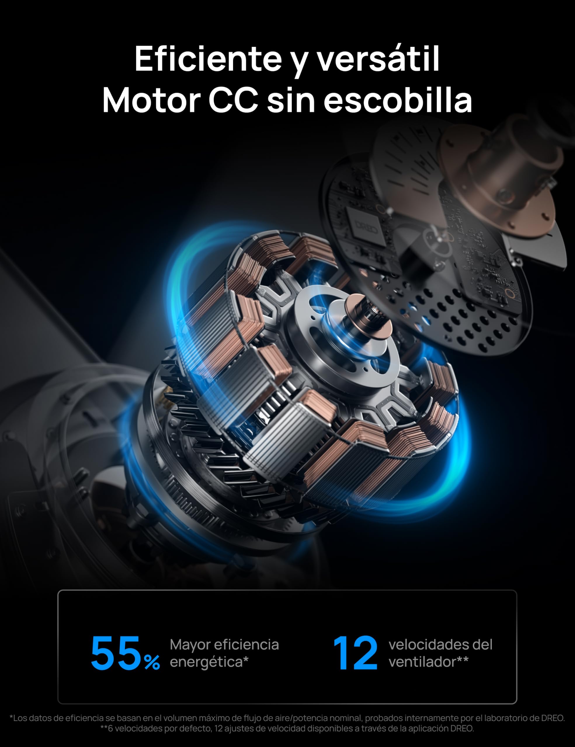 Dreo ventilador de techo inteligente de perfil bajo con luz 132 cm, LED regulable con temperatura de color ajustable, iluminación ambiental RGB, motor CC silencioso, instalación fácil, APP, blanco