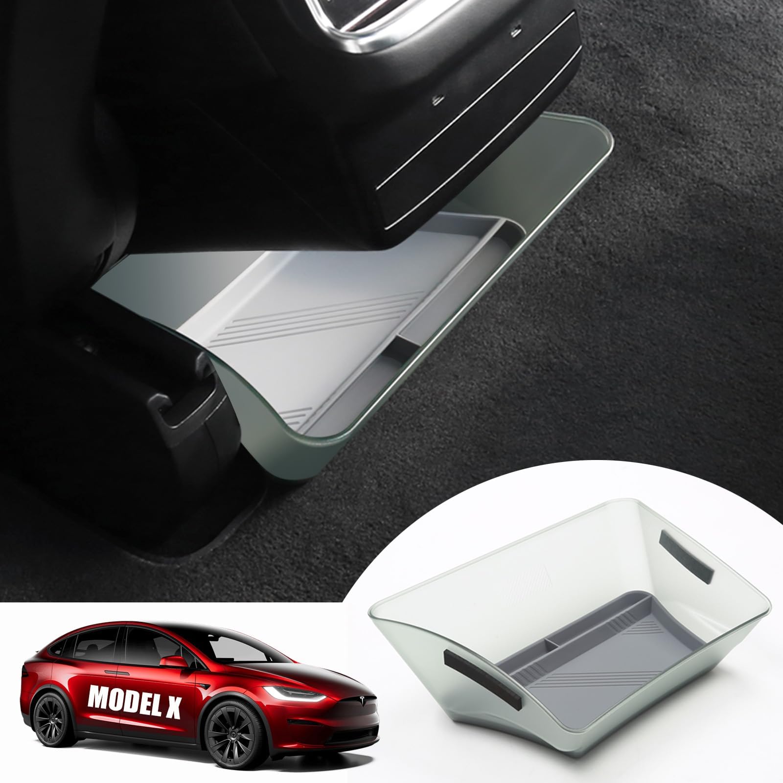 Organizer for Tesla Model X - Rear Center Console with Silicone Pad - 2022 2023 2024