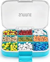 Vista 10 de Pastillero grande con 9 compartimentos, portátil, a prueba de humedad, contenedor de píldoras XL para vitaminas, aceite de hígado de bacalao