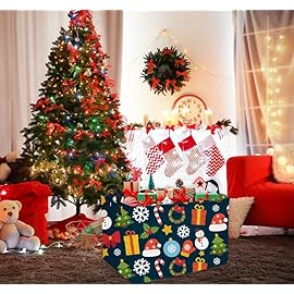 Essme Rectangular Christmas Basket,Cute Baskets Empty with Handles, Snowmen Basket Gifts for Kids Room Decor,Boys and Girls,Candy Bins.(Christmas).