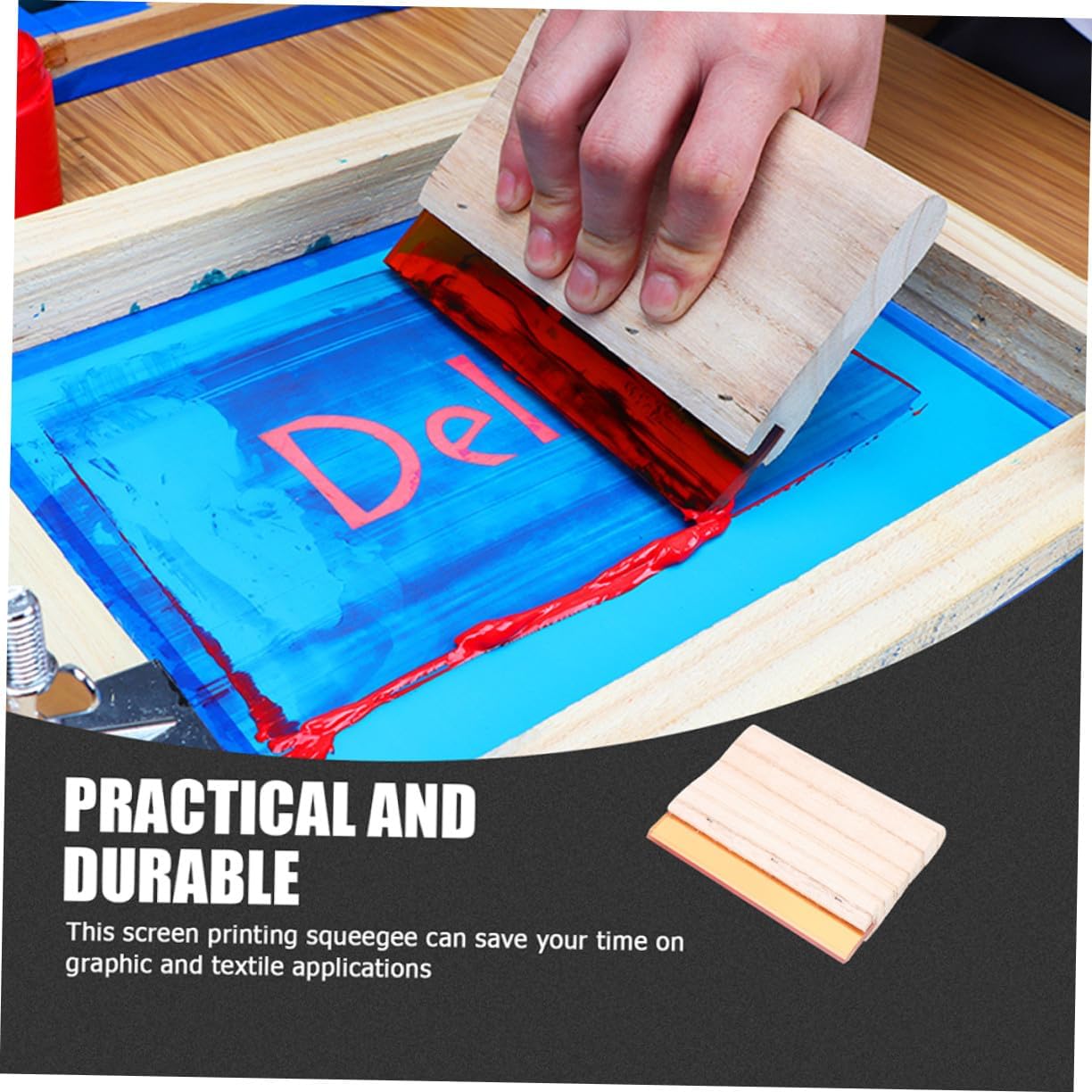 2Pcs Wooden Screen Printing Squeegee Ink Scraper for Water and Oil-Based Inks Handle DIY Printing Supplies