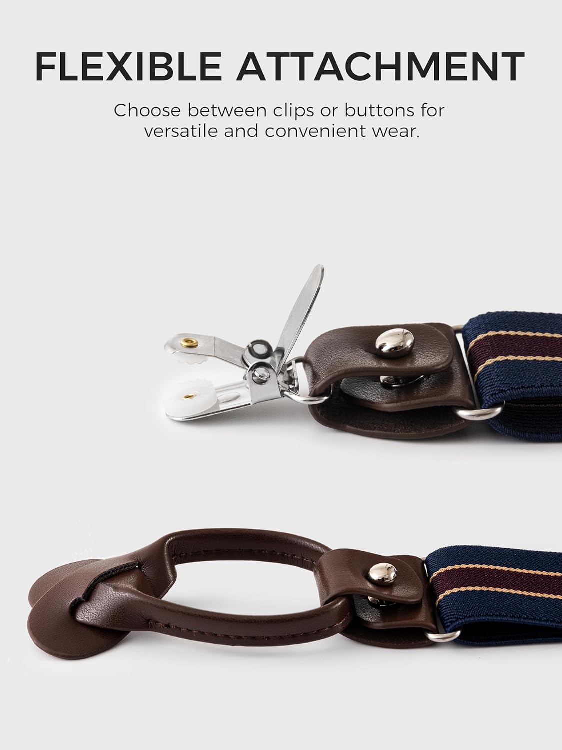 Suspenders for Men with Clip & 6 Buttons 1.4in Y-Shape Stainless Steel - Image 2