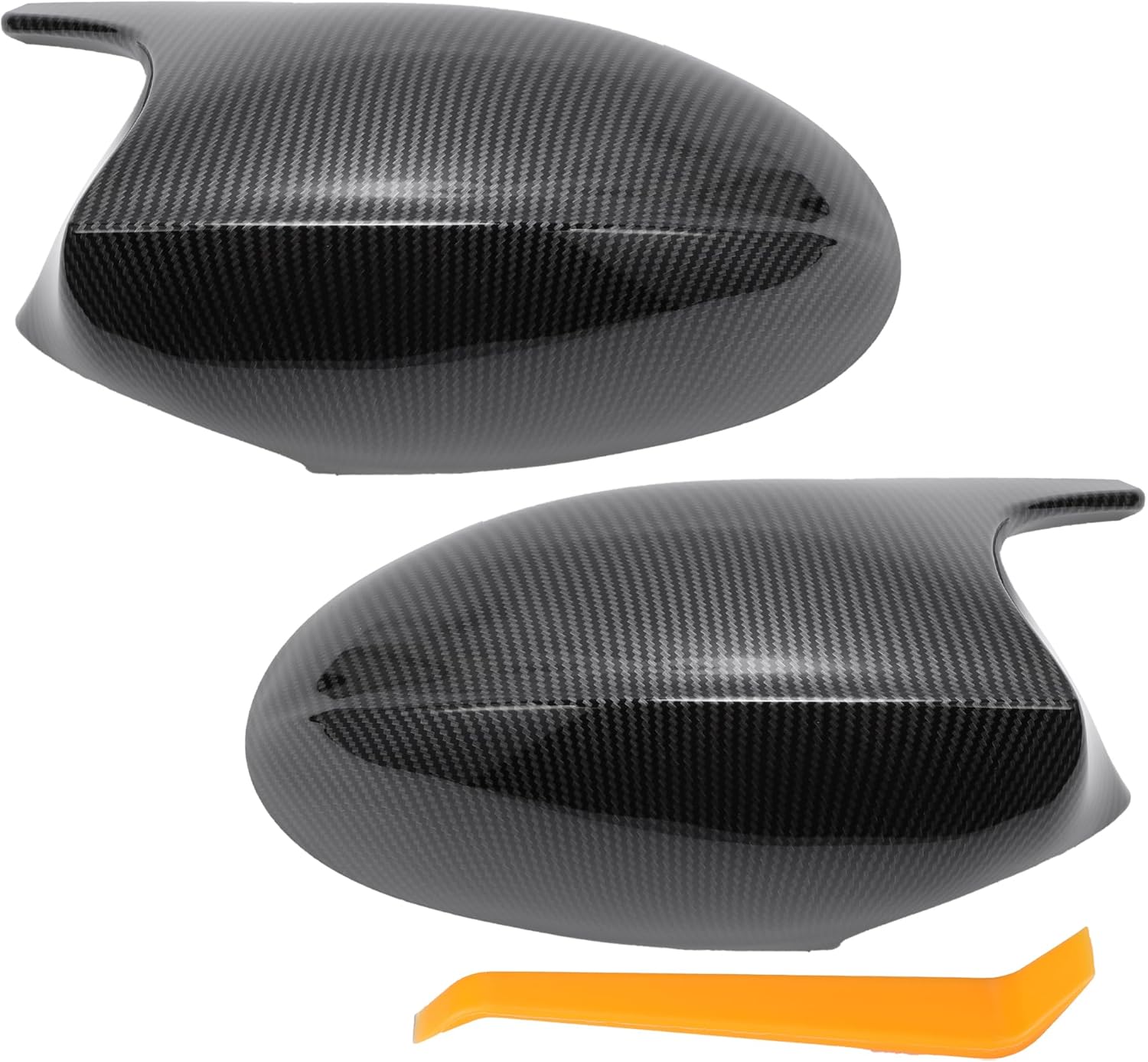 X AUTOHAUX 1 Set Car Rear View Driver Passenger Side Mirror Cover Cap Replacement Black Carbon Fiber for BMW 1 E87 E81 E82 E88 for BMW 3 E90 E91 E92 E93 Mirror Guard Covers Trims