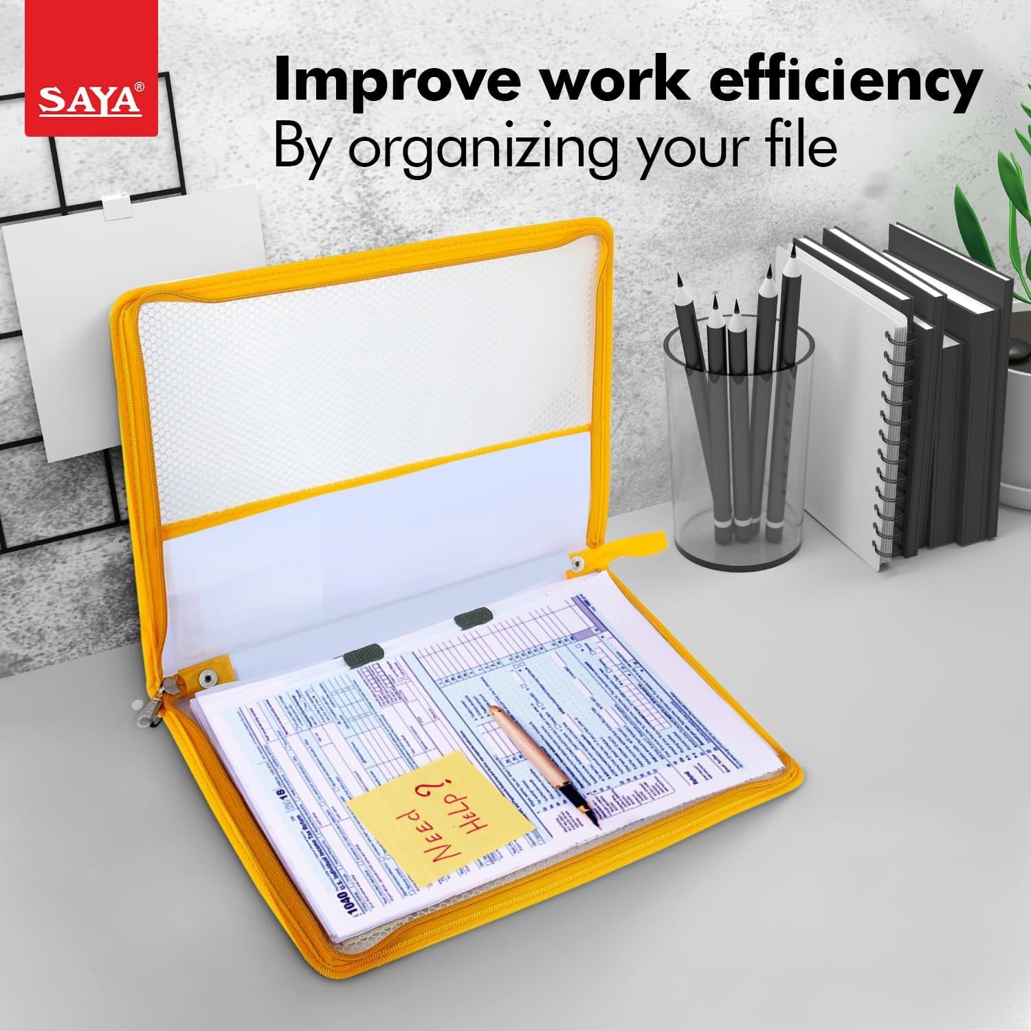 Saya Waterproof A4 File Folder with Zipper Lock – Durable Document Organizer for Certificates, Documents | 200 Sheet Capacity, Ideal for School, Office, Travel, Business Use | 2-Pack File Storage