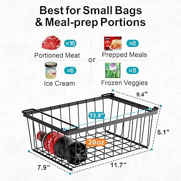 iSPECLE Deep Freezer Organizer Bins - Storage Baskets for 5 Cu.Ft, 8 Pack