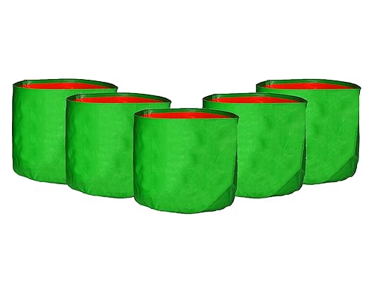 S&S Agencies Uv-Stabilized Hdpe Plastic Grow Bags Outdoor Gardening (12 X 12 Inch) - Pack Of 5, Green