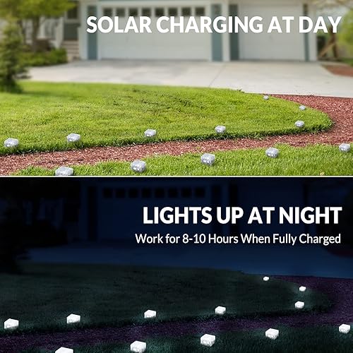 Miniatura 7 de HOFLYW Paquete de 6 luces solares de ladrillo para paisaje, decoración de jardín, pavimentadora, iluminación de carretera, pavimentadora empotrada