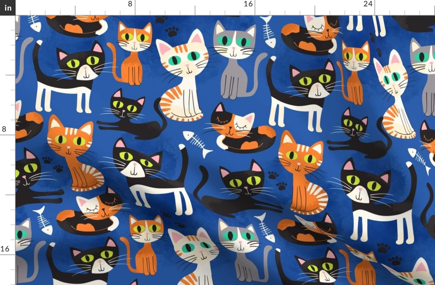 Spoonflower Fabric - Cat Kitten Cats Printed on Organic Cotton Sateen Fabric by The Yard - Sewing Quilting Apparel Home Decor