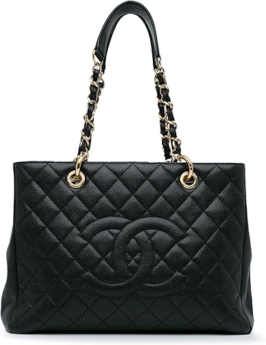 Chanel Bolso Shopper Grande de Cuero de Caviar Negro de segunda mano
