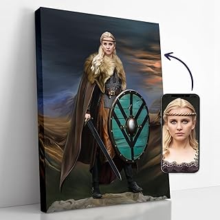 Turn Me Royal Custom Viking Woman Portrait from Photo, Personalized Canv...