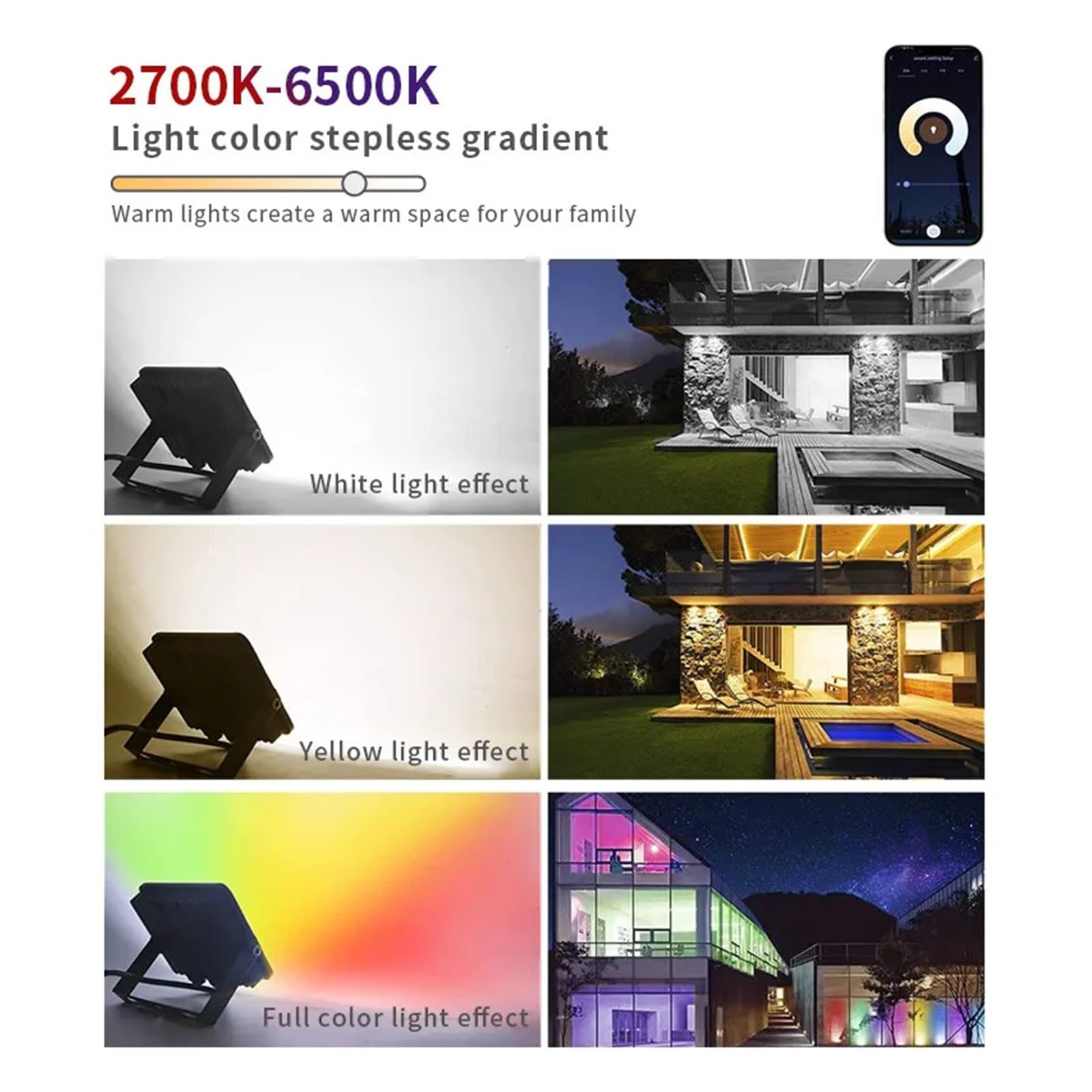2 Uds RGB Luces De Navidad Proyector Led For Exteriores IP66 Led Impermeable 50W 30W Iluminación Exterior For Jardín Patio Focos LED(2pcs,50W)
