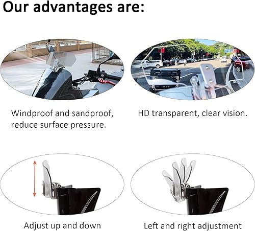 Miniatura 3 de Extensión universal para parabrisas de motocicleta, alerón ajustable, extensor de parabrisas para motocicleta (gris claro)