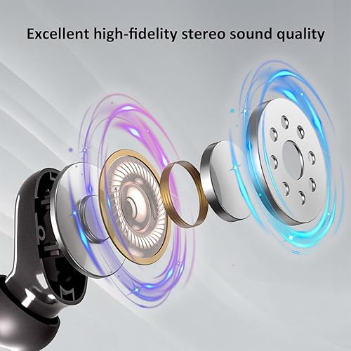 Vista 3 de Auriculares inalámbricos Bluetooth 5.4, audífonos ligeros con sonido estéreo de alta fidelidad y graves profundos, micrófonos integrados