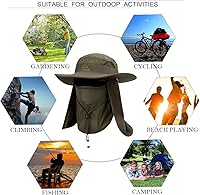 Vista 5 de YR.Lover Gorra de pesca de ala ancha con protección solar UV para exteriores con solapa extraíble