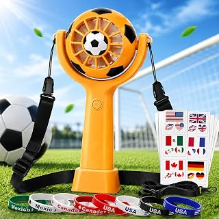 2026年ワールドサッカーカップアクセサリー 手持ちファンキット、ワールドカップステッカー24枚、シリコンリストバンド8個 スタジアムゲーム、スポーツパーティー、屋外イベント用、サッカーファンへの夏のギフトに最適 (オレンジ)