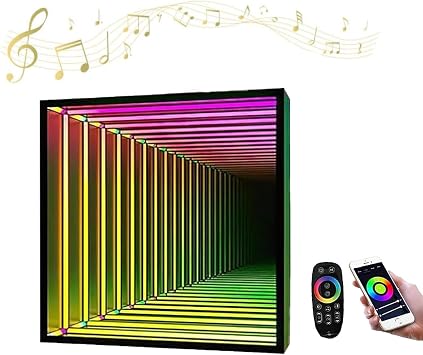 3D Mirror Tunnel Light, Infinity Mirror Tunnel Lamp, Infinity Mirror, Sensory Mirror Tunnel Night Light, LED Infinity Mirror Tunnel Lamp, Infinity Lamp Tunnel Mirrors Wall ,Quadrilateral-30cm