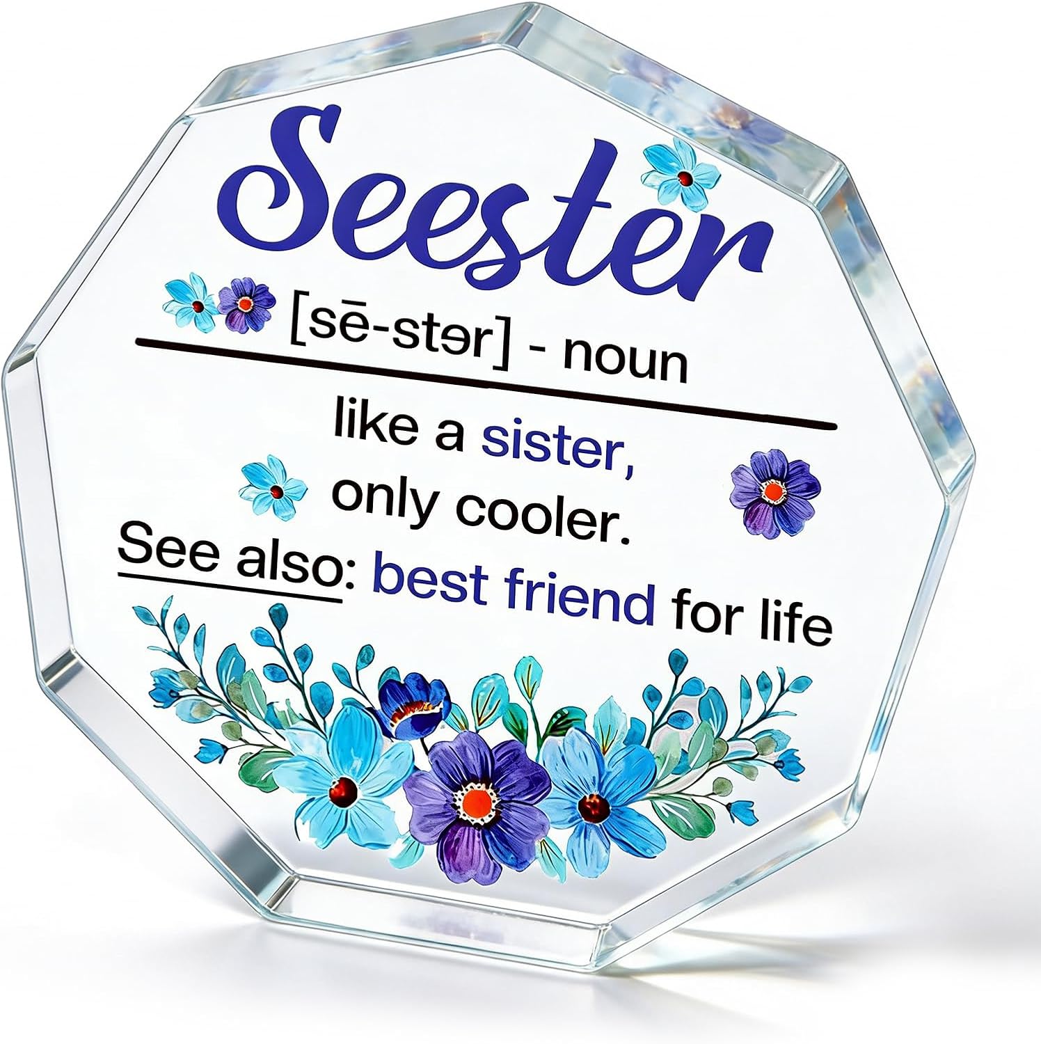 Valentines Day Gifts for Sister from Sisters Friendship Gifts for Women Friend Soul Sister Sisterhood Gift Birthday Blue Purple Flowers Seester Ornament