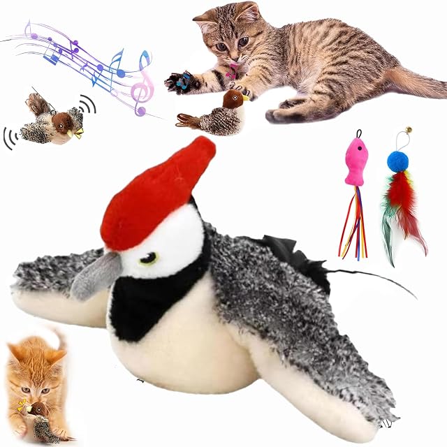 Qosneoun Pajaro para Gatos, Flappy Chase, Pajaro Volador Juguete para Gatos, Flappy Bird Cat Toy