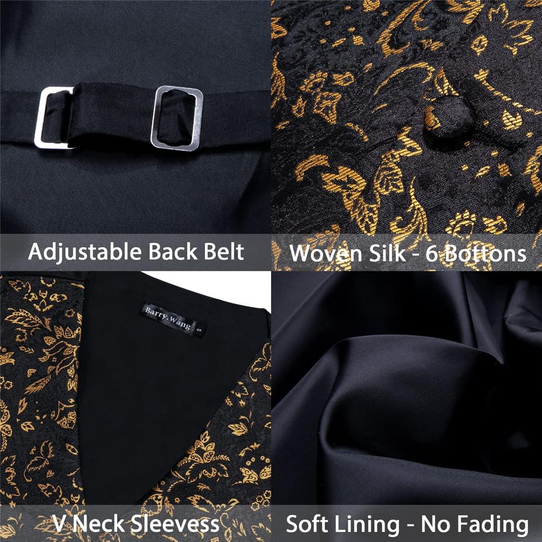 Men Suit Vest Tie Set Silk Waistcoat Gilet Homme Formal Business Party