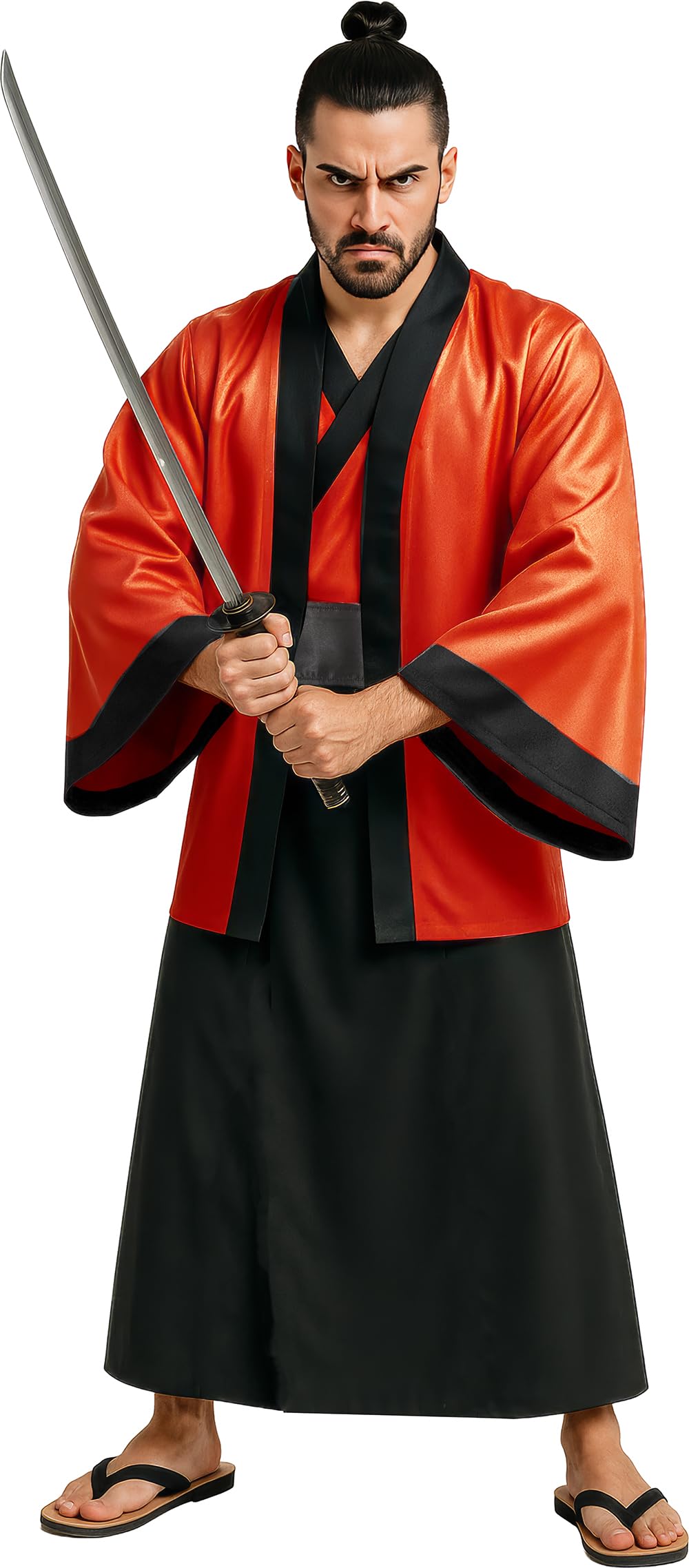 FIESTAS GUIRCA | Disfraz de Samurai Japonés para Hombre - Kimono, Vestido y Cinturón - Disfraces de Guerrero Oriental para Halloween, Carnaval y Fiestas Temáticas - Adulto
